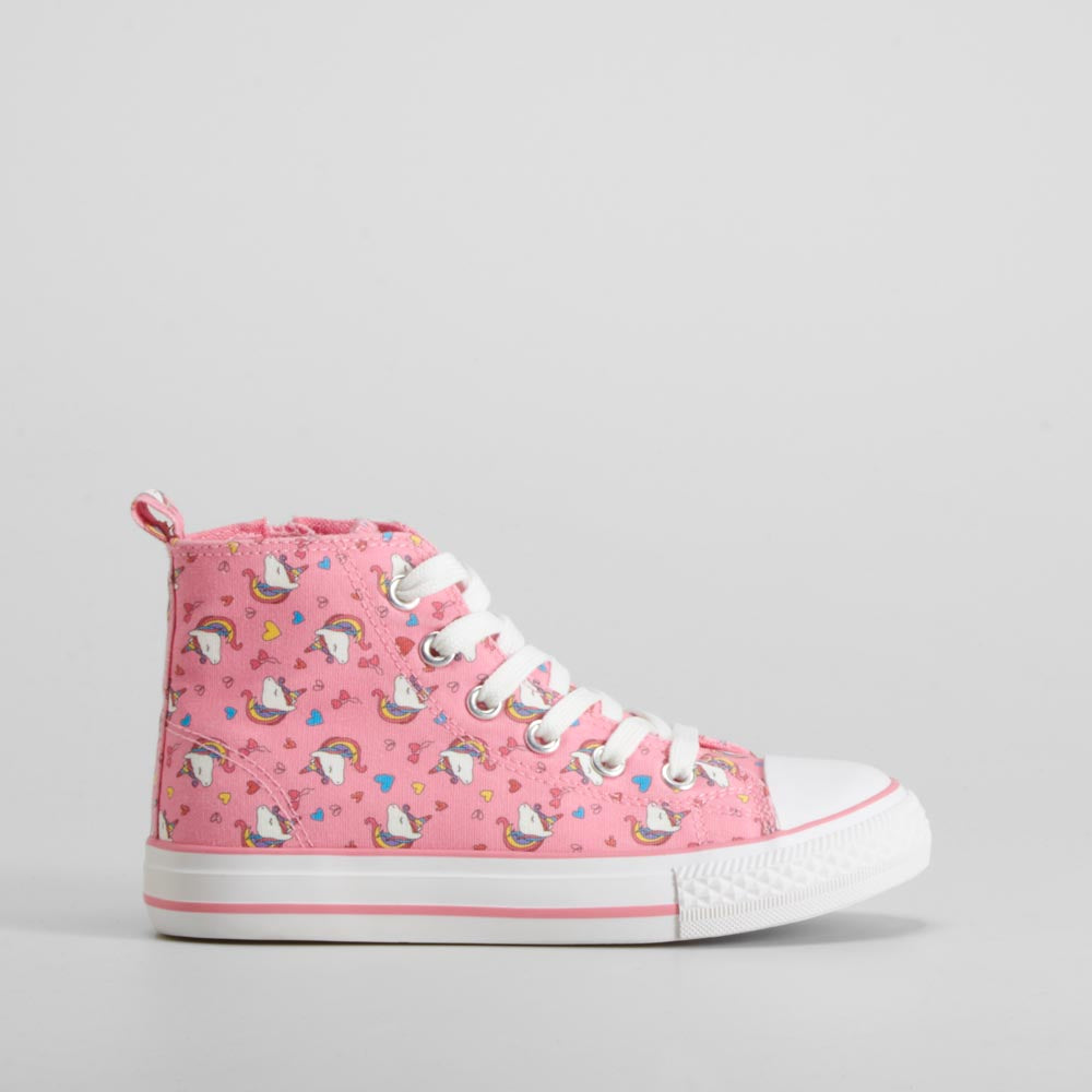 Zapatilla lona alta rosa unicornios OH GIRL!