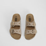 Sandalia bio estrellitas hebillas piel beige XTI