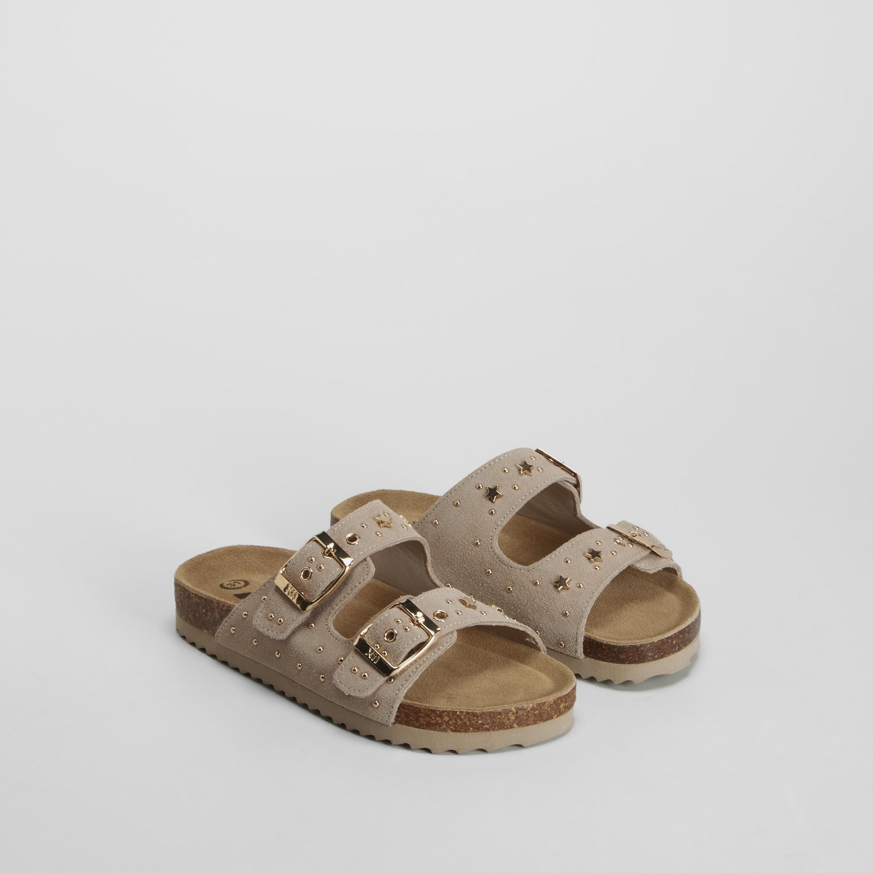 Sandalia bio estrellitas hebillas piel beige XTI