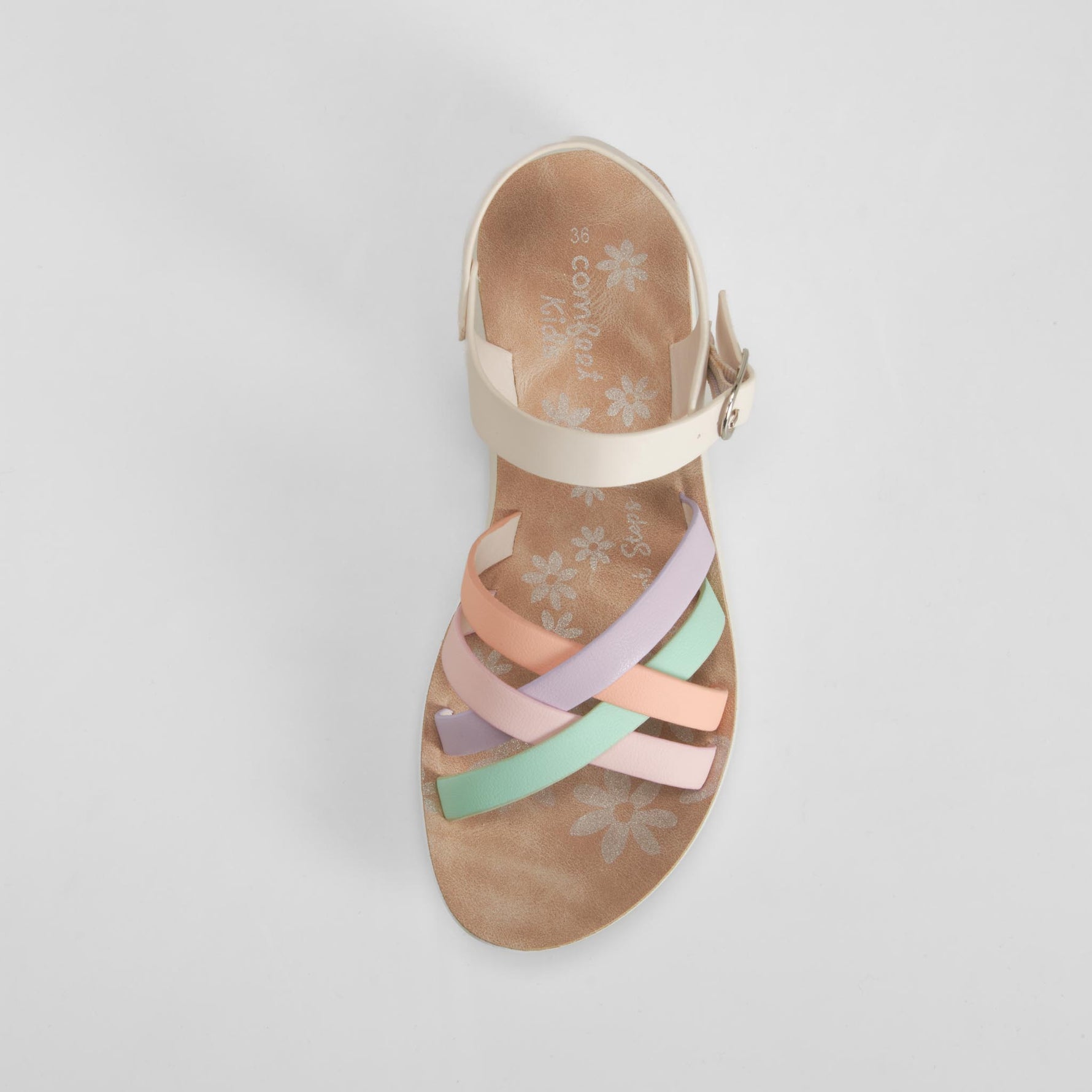 Sandalia multitiras trenzada multicolor COMFEET