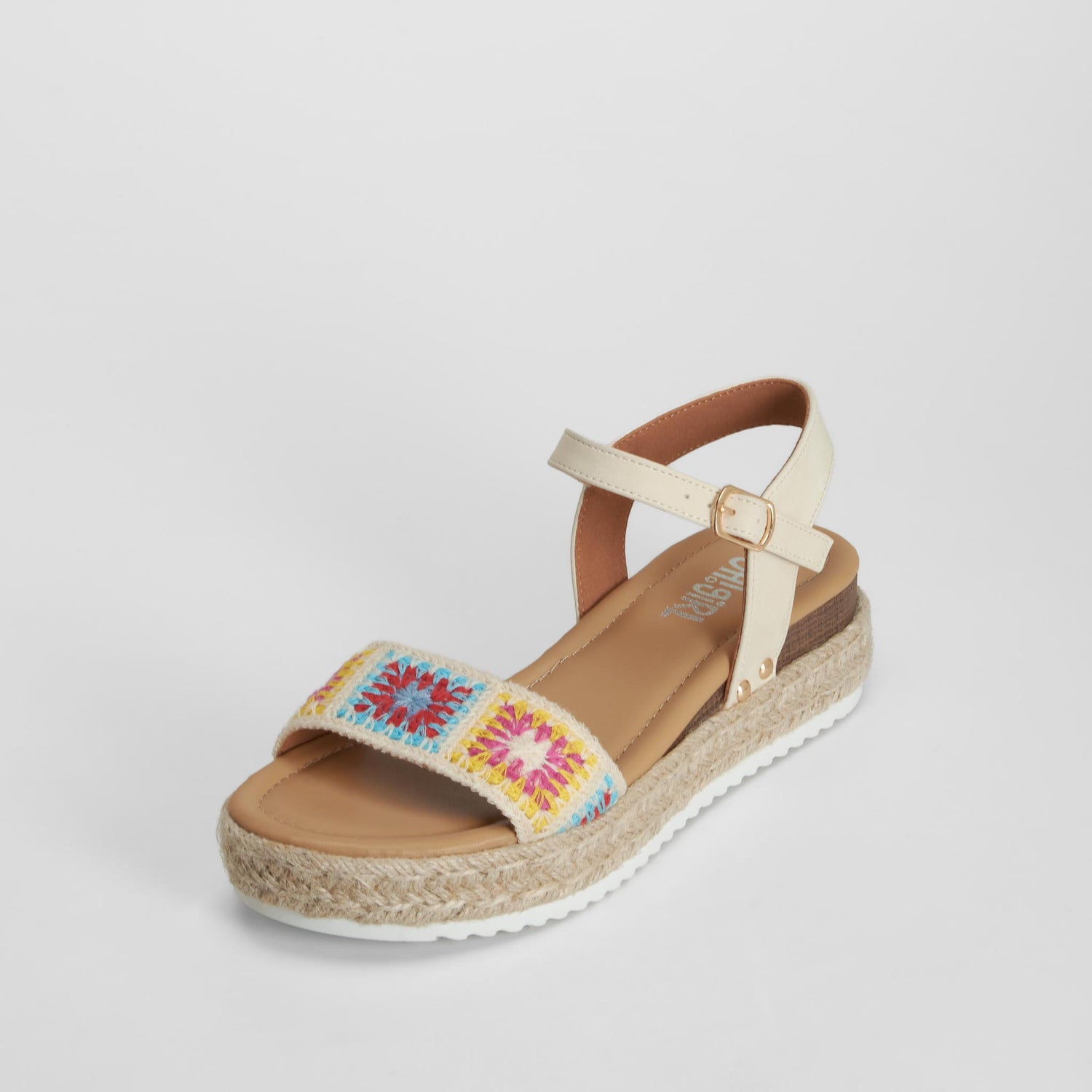 Sandalia plana crochet beige OH GIRL!