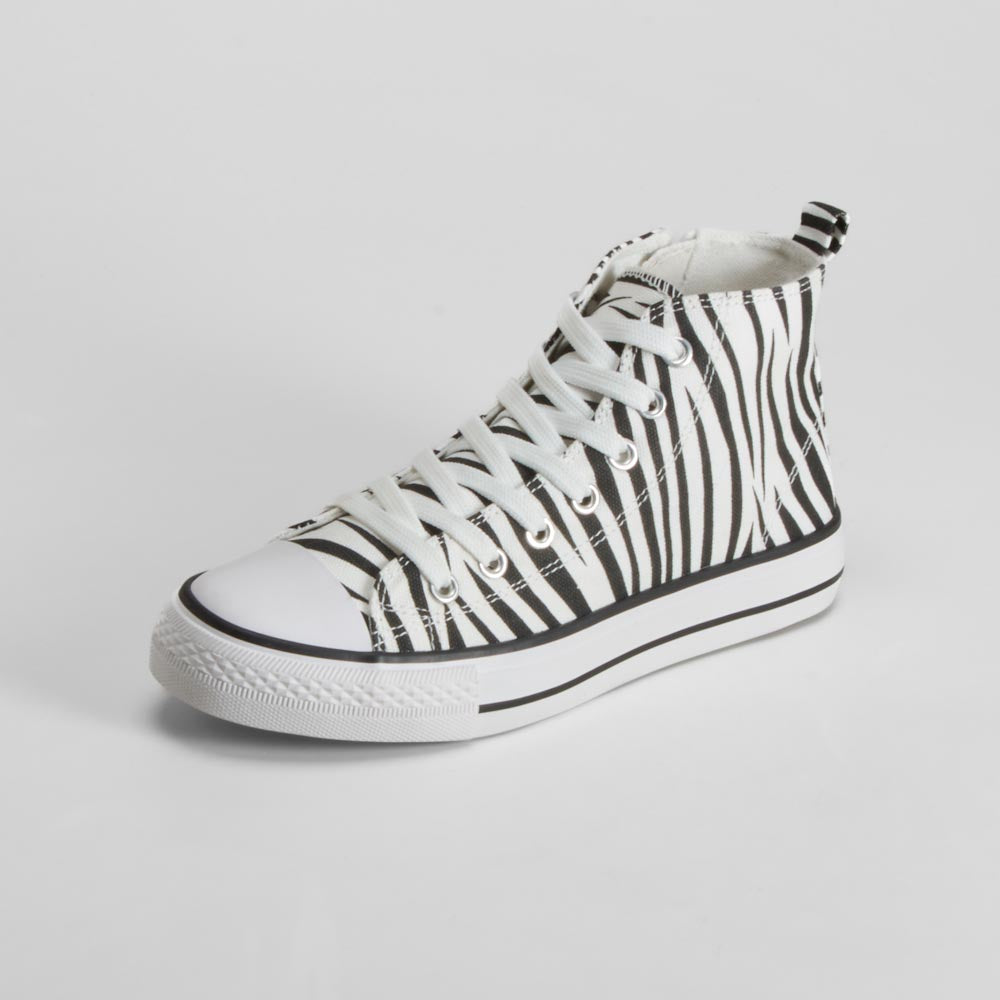 Zapatilla lona alta negro estampado cebra OH GIRL!