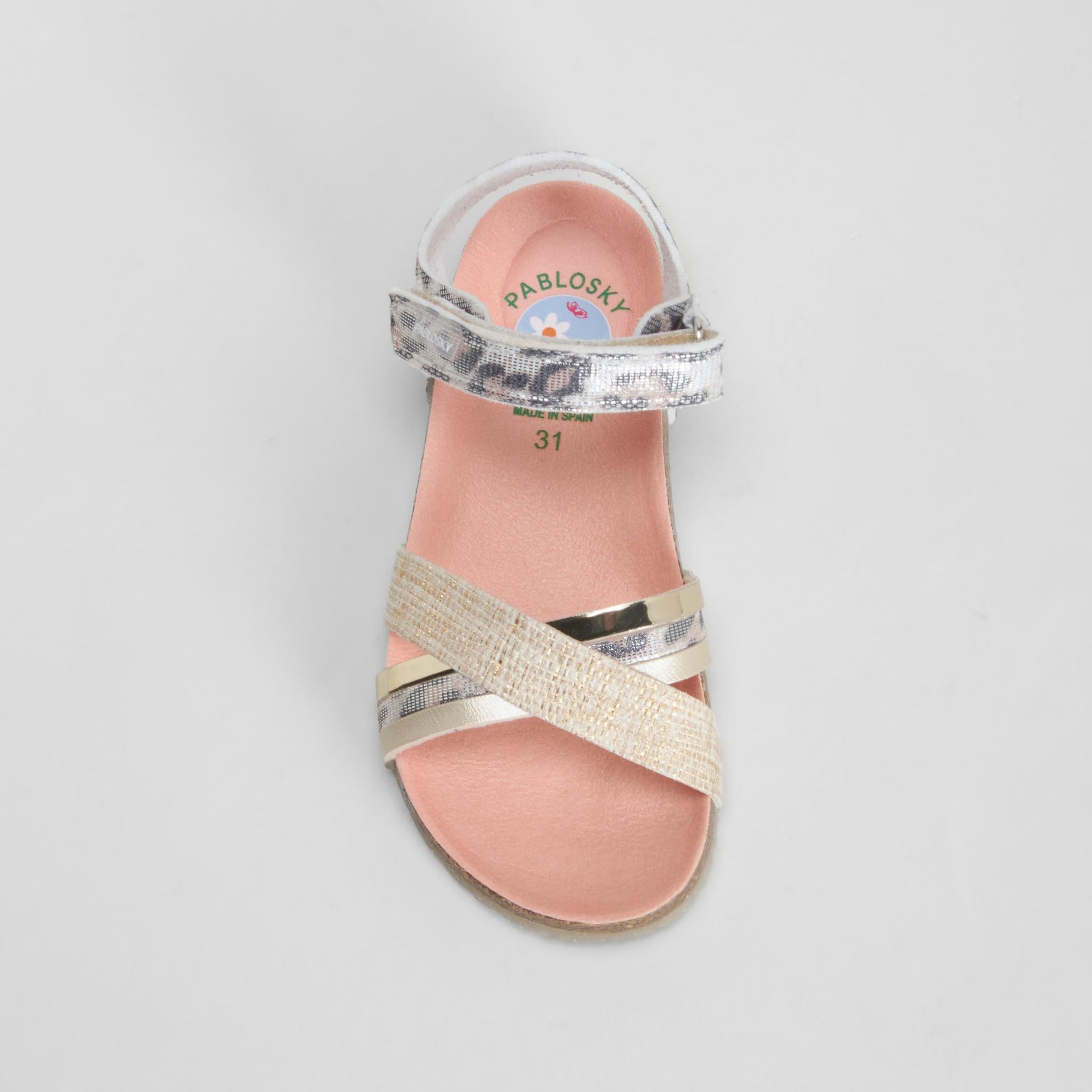 Sandalia tiras leopardo blanca PABLOSKY