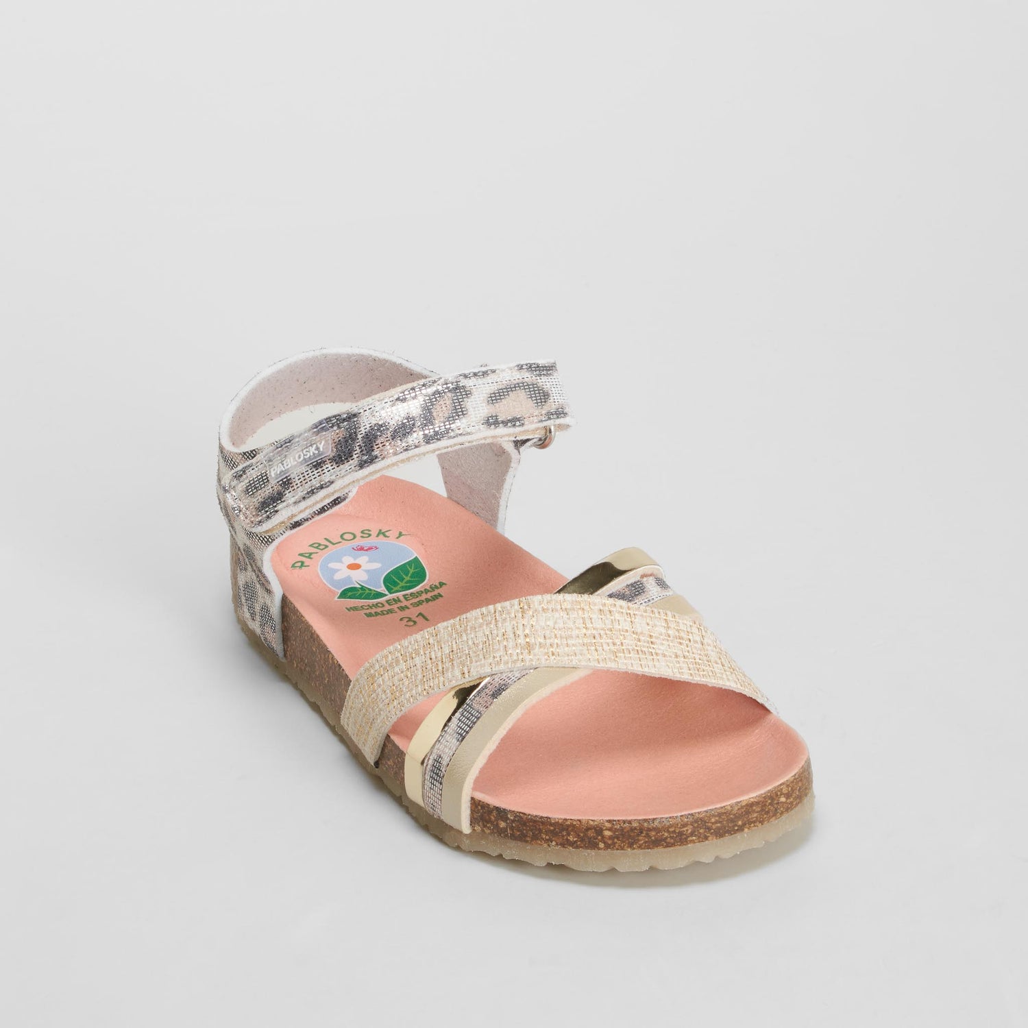 Sandalia tiras leopardo blanca PABLOSKY