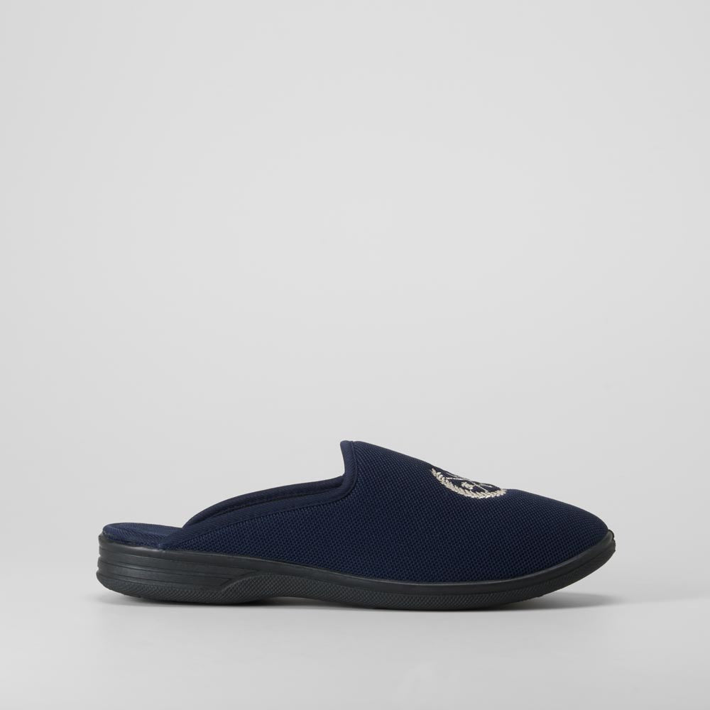 Zapatilla de casa azul con bordado OLYNE