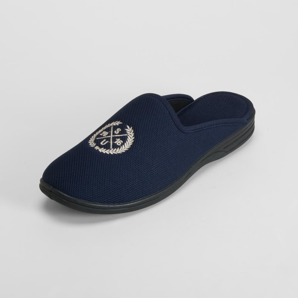 Zapatilla de casa azul con bordado OLYNE