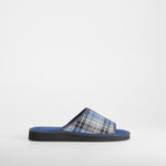 Zapatilla de casa abierta cuadros azul OLYNE