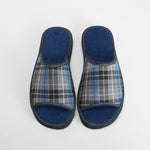 Zapatilla de casa abierta cuadros azul OLYNE