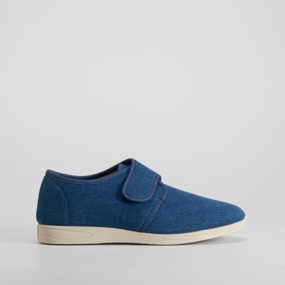 Zapatilla de casa azul cierre velcro OLYNE