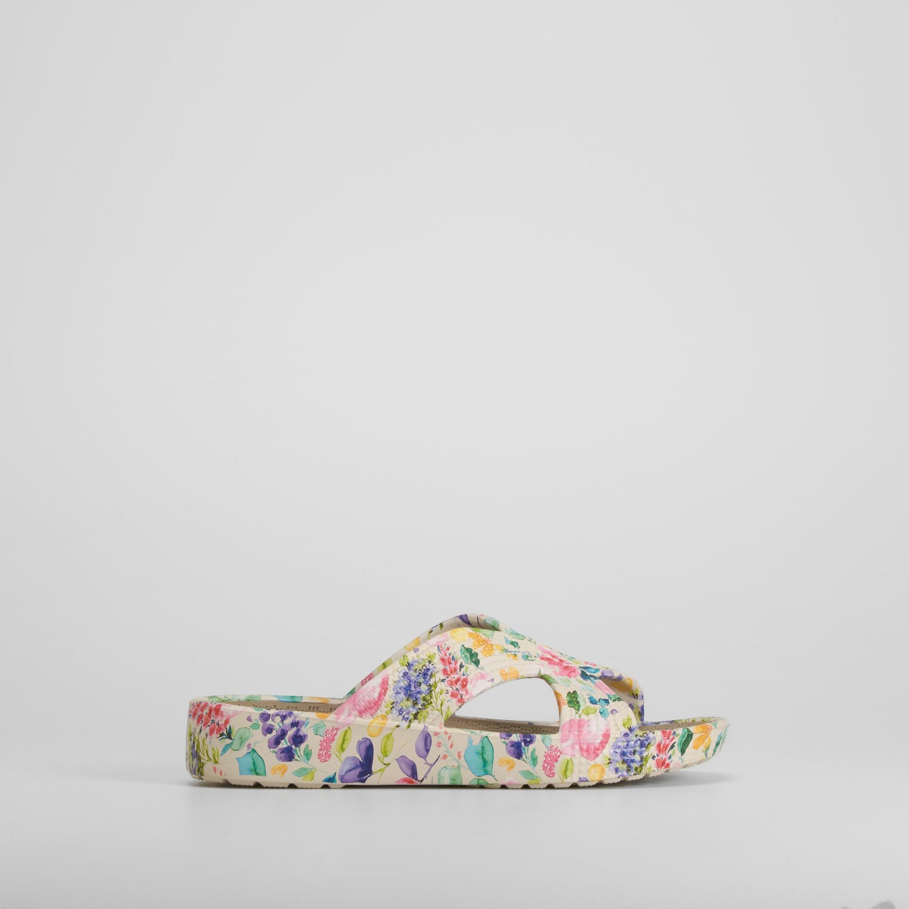 Chancla cuña flores multicolor beige BEPPI