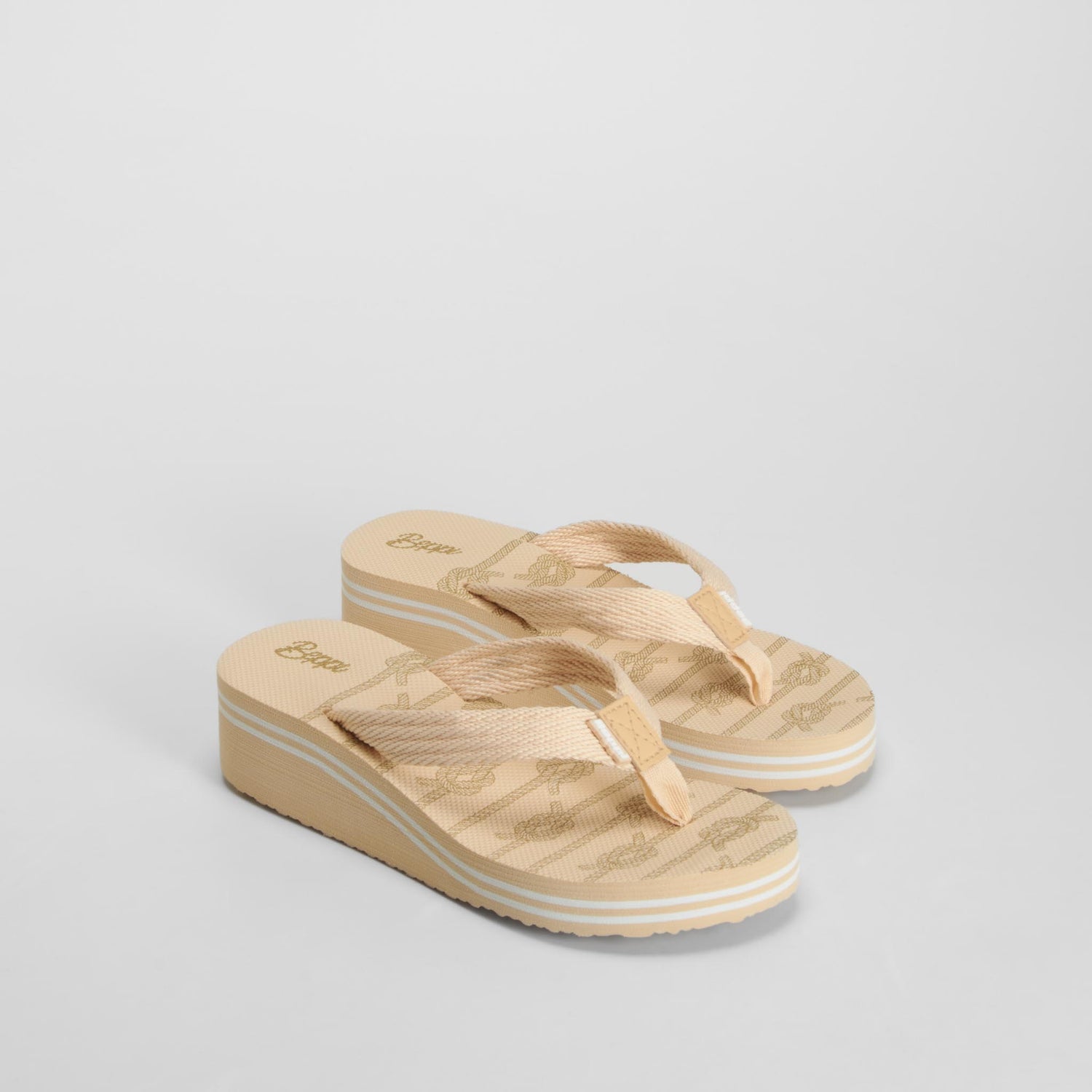 Chancla de dedo cuña marinera beige BEPPI