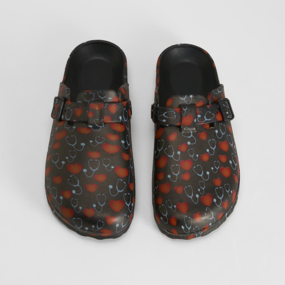 Zueco enfermera negro corazones COMFEET SANICARE