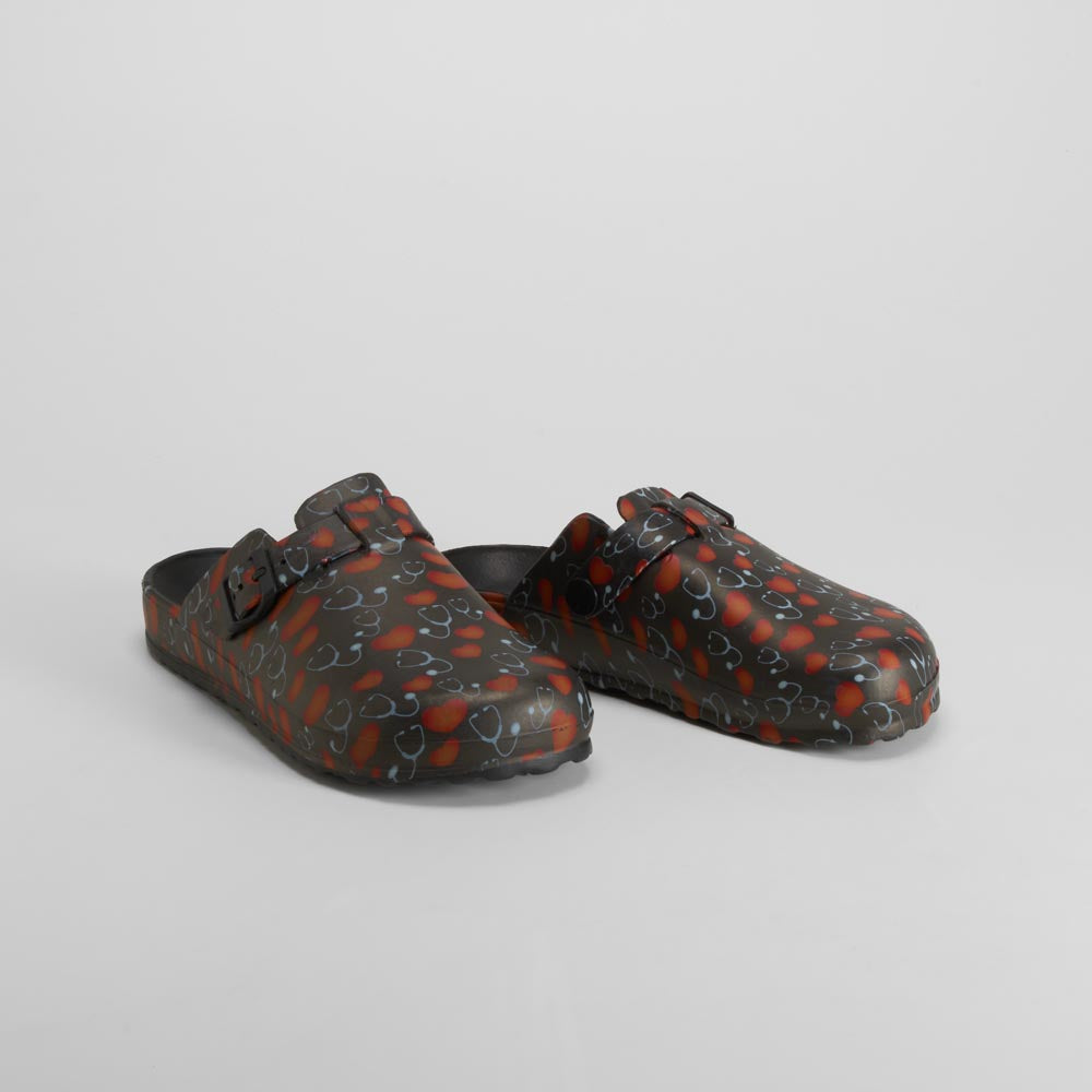 Zueco enfermera negro corazones COMFEET SANICARE