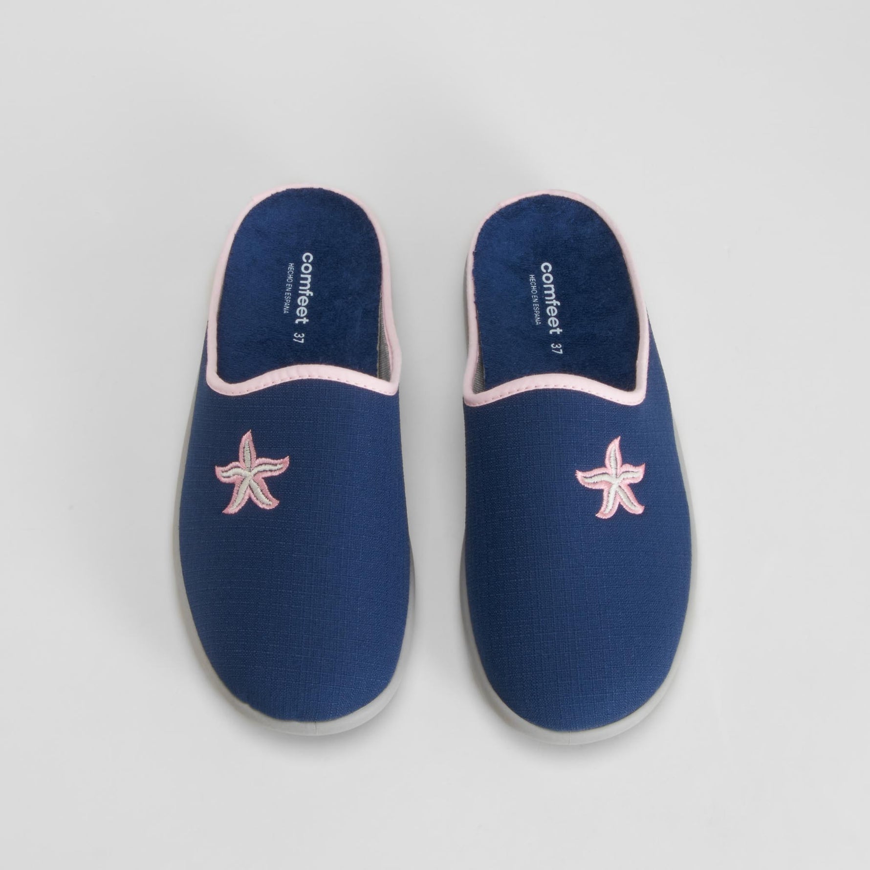 Zapatilla de casa estrella bordada azul COMFEET