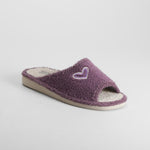 Zapatilla de casa abierta corazón morada COMFEET