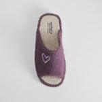 Zapatilla de casa abierta corazón morada COMFEET