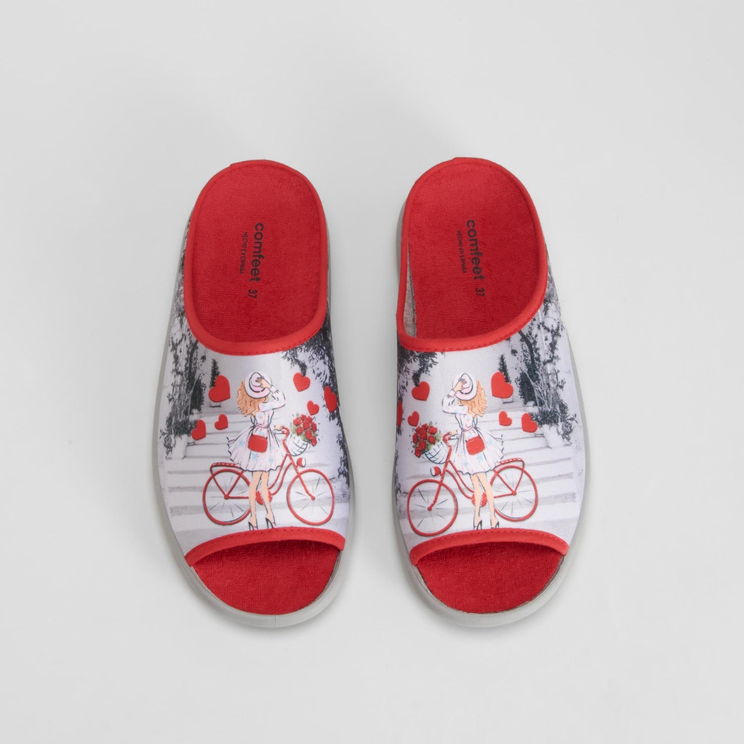 Zapatilla de casa bicicletas roja COMFEET