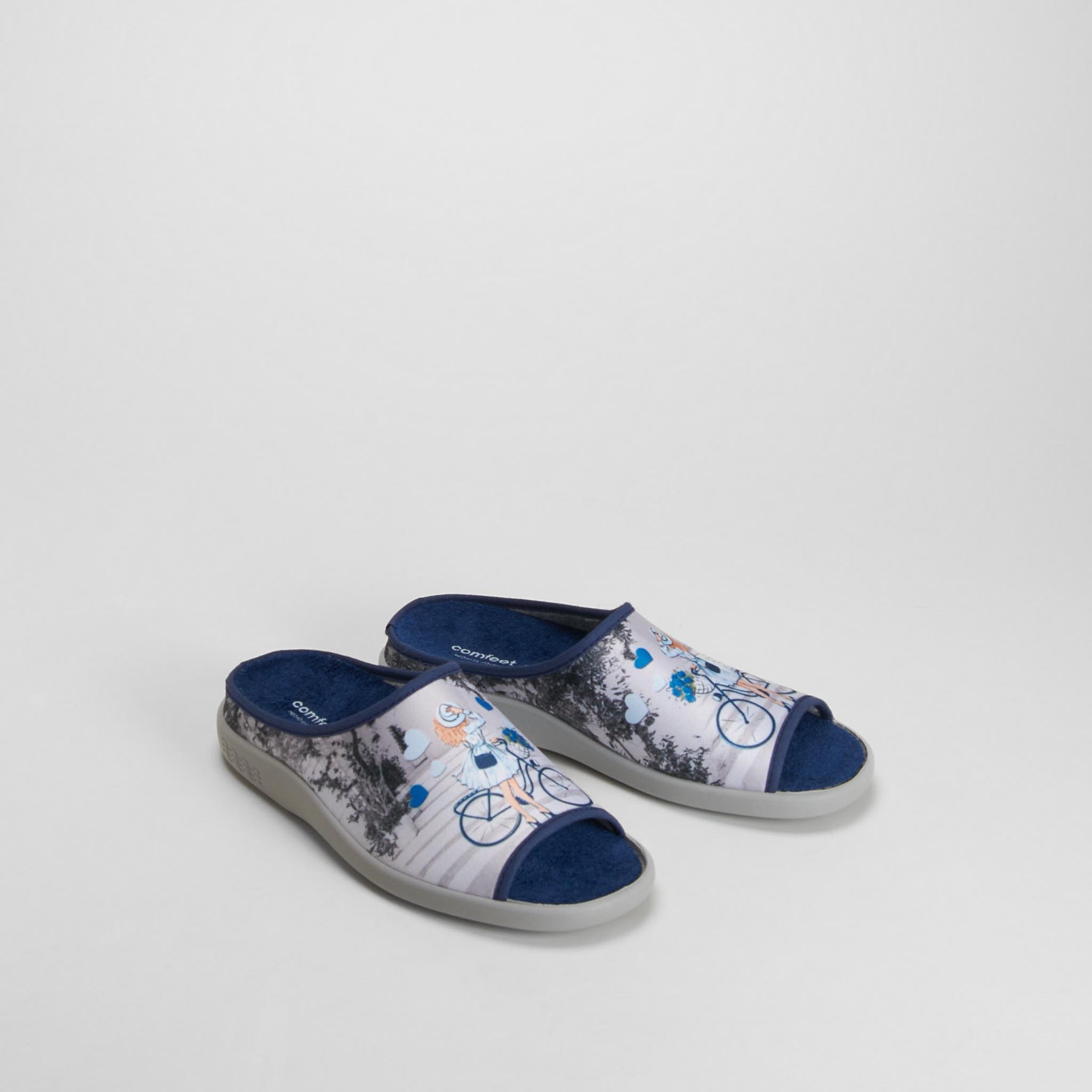 Zapatilla de casa abierta bicicleta azul COMFEET