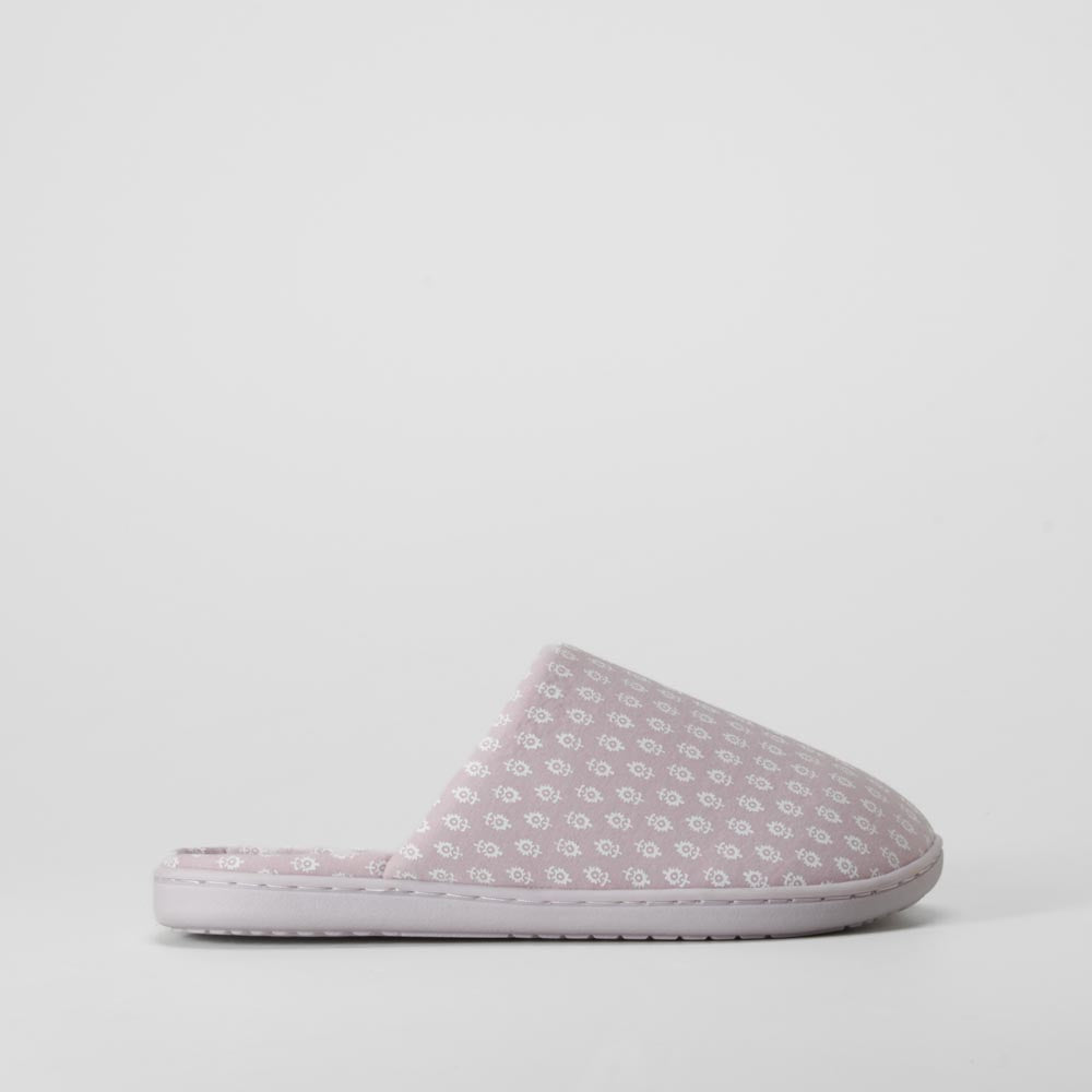 Zapatilla de casa estampada morada OLYNE