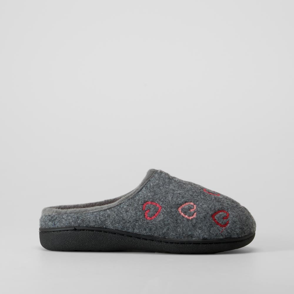 Zapatilla de casa gris corazones OLYNE