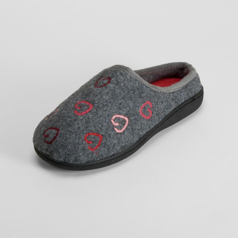 Zapatilla de casa gris corazones OLYNE
