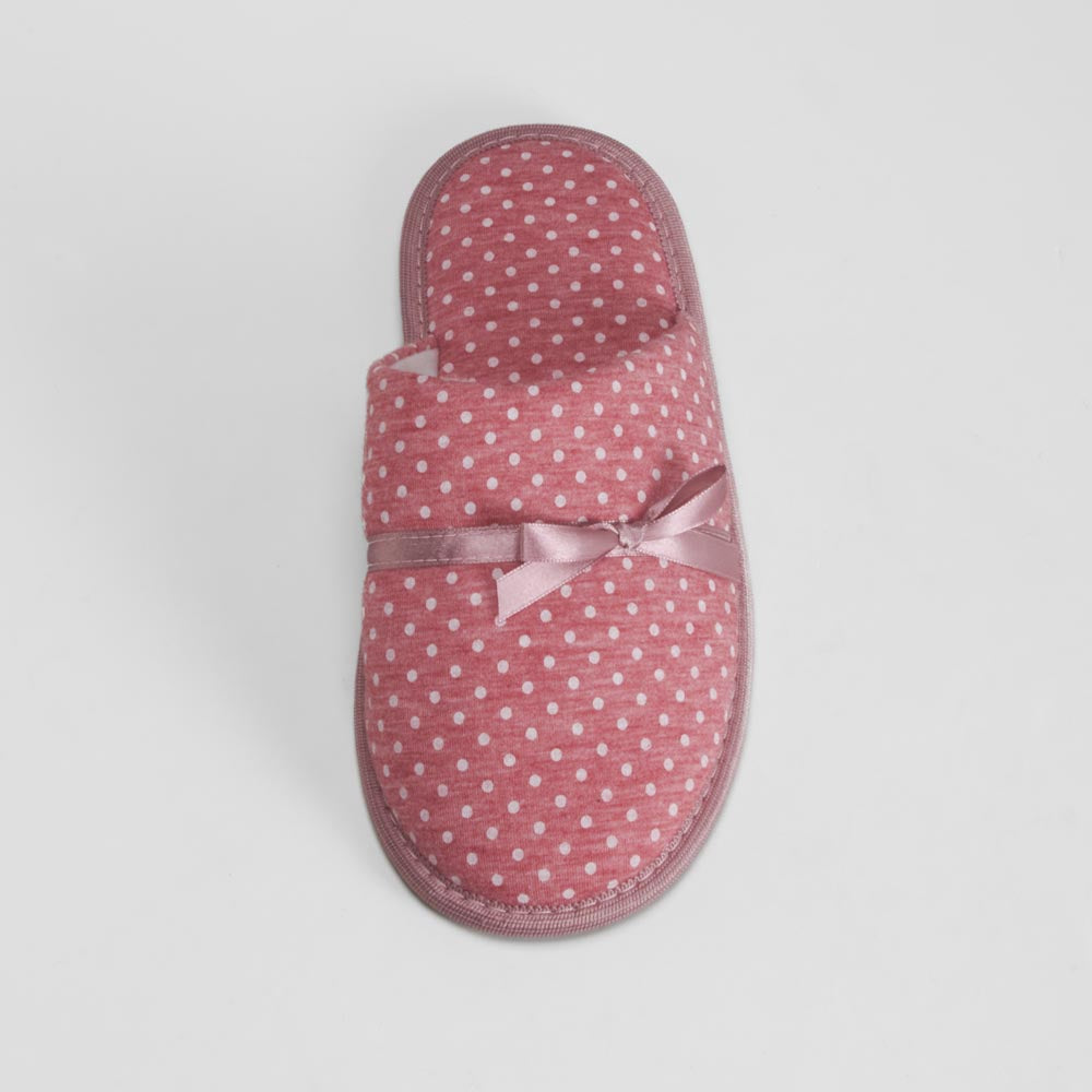 Zapatilla de casa rosa con lazo y lunares OLYNE