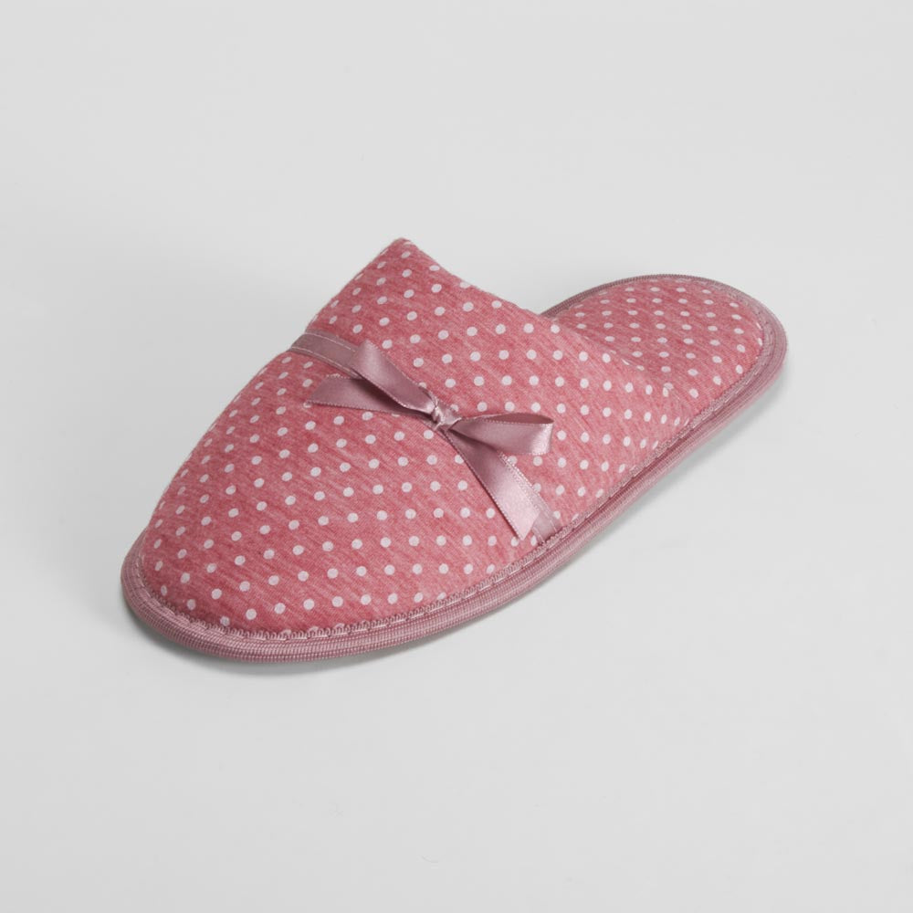 Zapatilla de casa rosa con lazo y lunares OLYNE