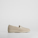 Zapatilla de casa plana rayas beige OLYNE