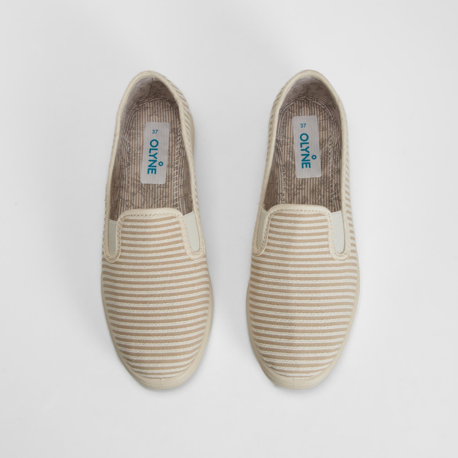 Zapatilla de casa plana rayas beige OLYNE