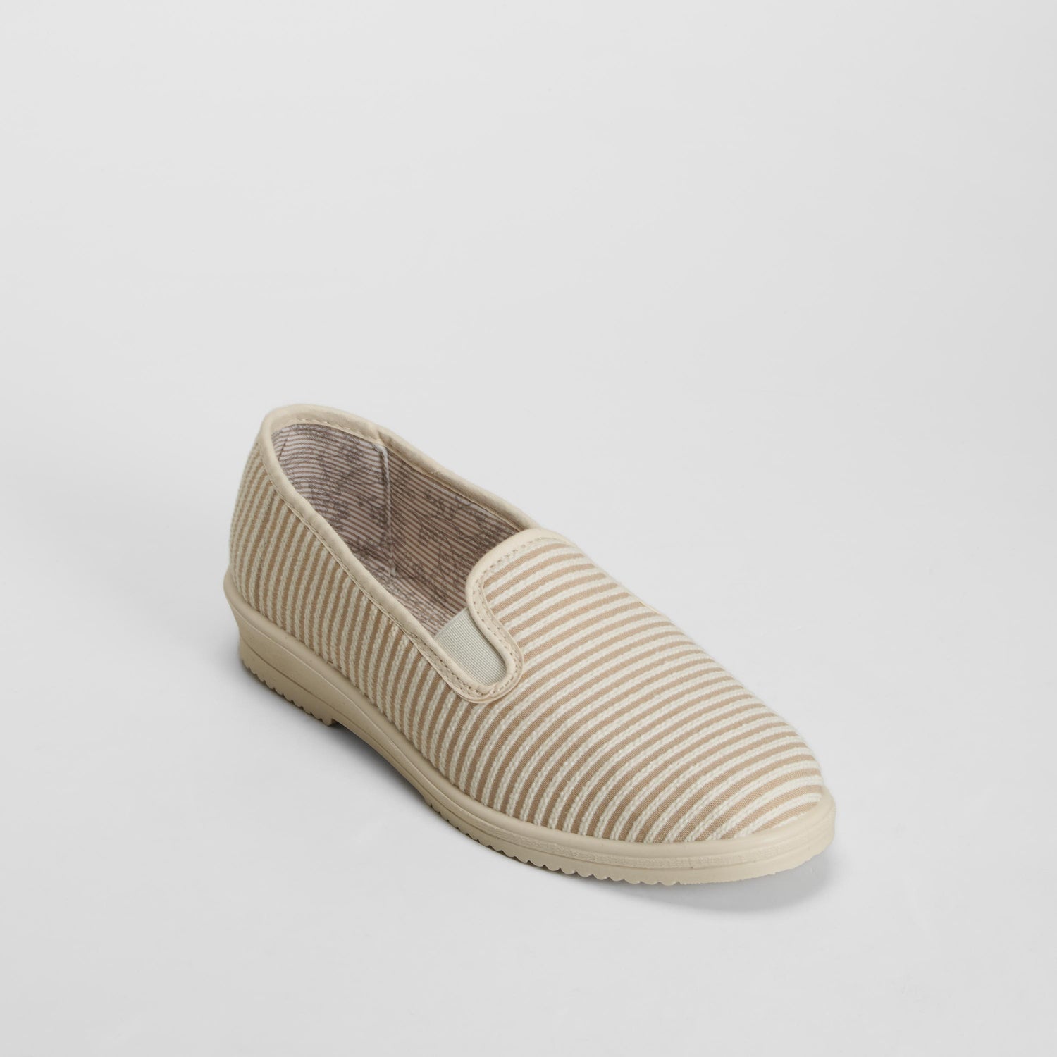 Zapatilla de casa plana rayas beige OLYNE