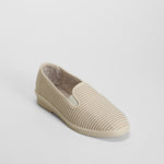 Zapatilla de casa plana rayas beige OLYNE