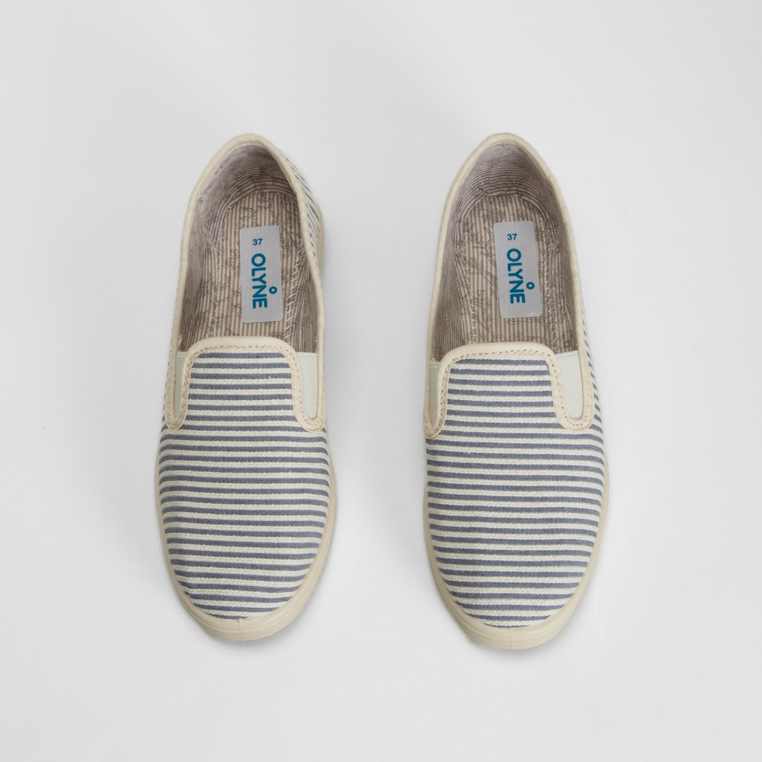 Zapatilla de casa plana rayas azul OLYNE
