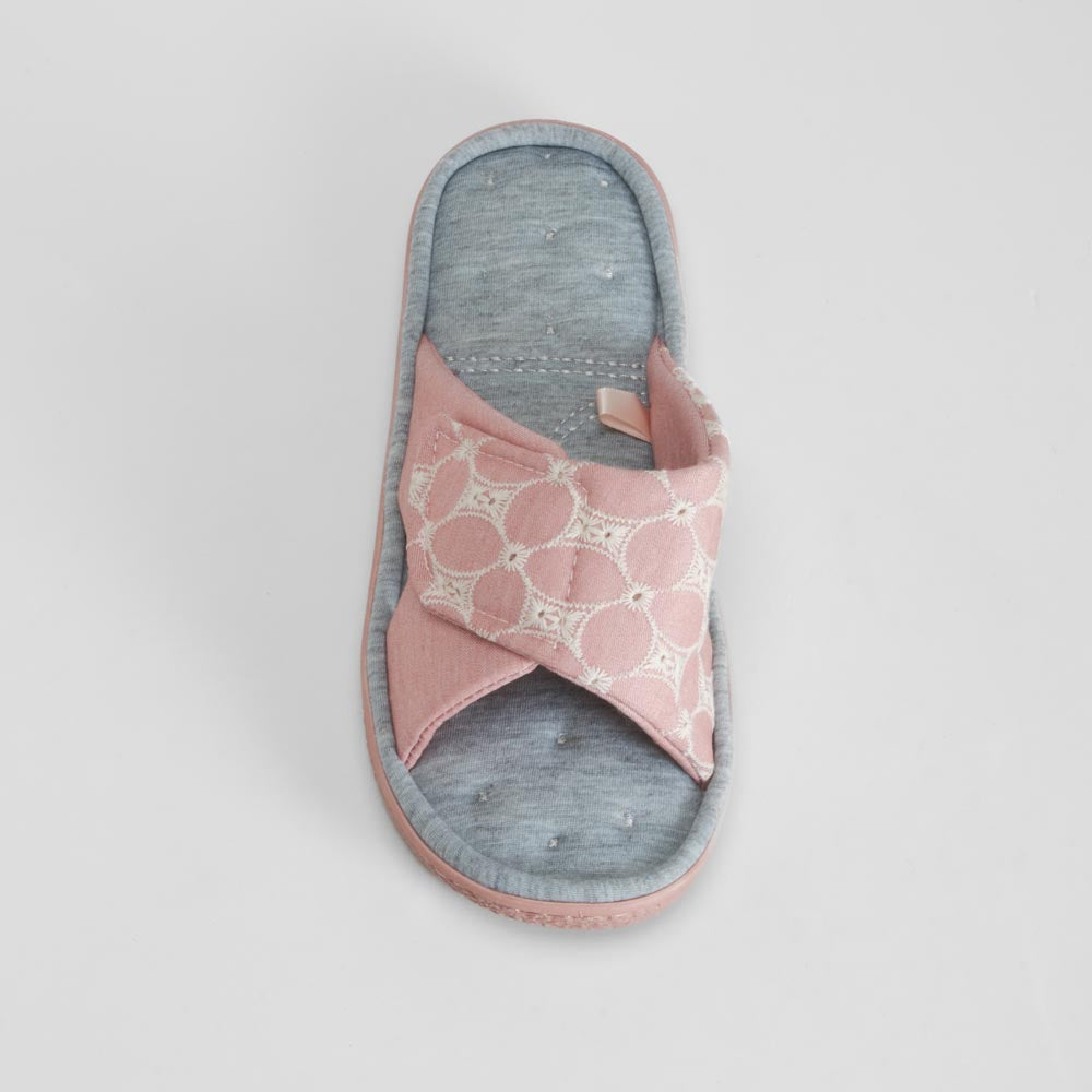 Zapatilla de casa abierta velcro rosa OLYNE