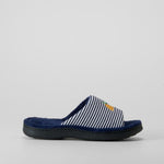 Zapatilla de casa azul con rayas y bordado OLYNE