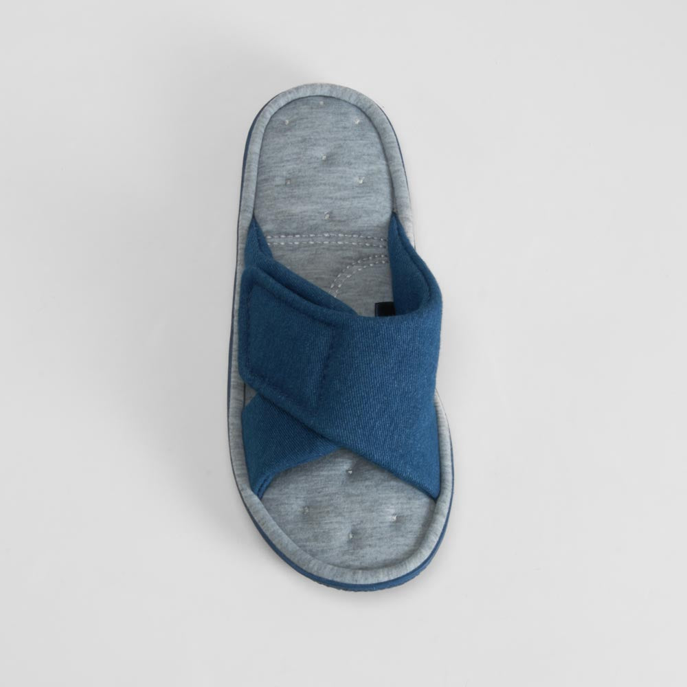 Zapatilla de casa abierta azul cómoda OLYNE
