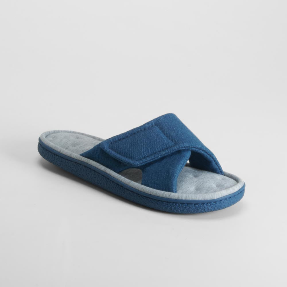 Zapatilla de casa abierta azul cómoda OLYNE