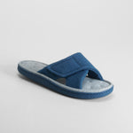 Zapatilla de casa abierta azul cómoda OLYNE