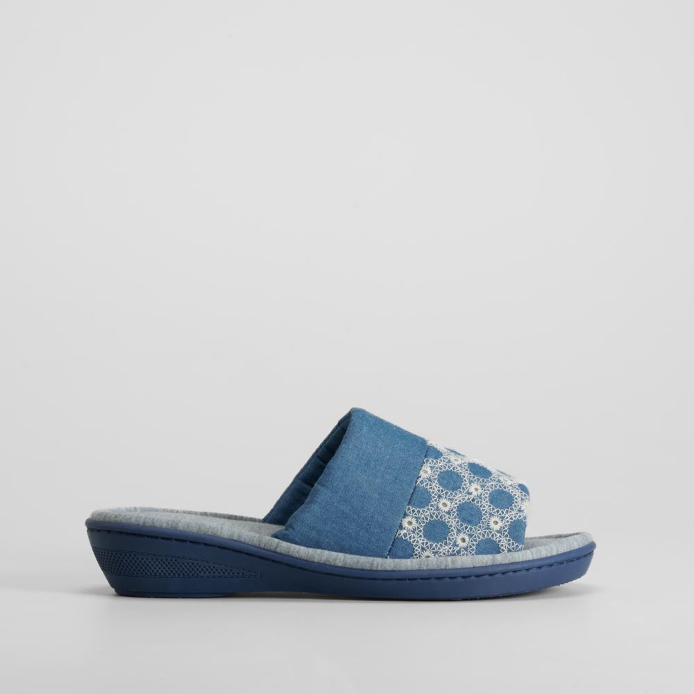 Zapatilla de casa abierta cómoda azul OLYNE