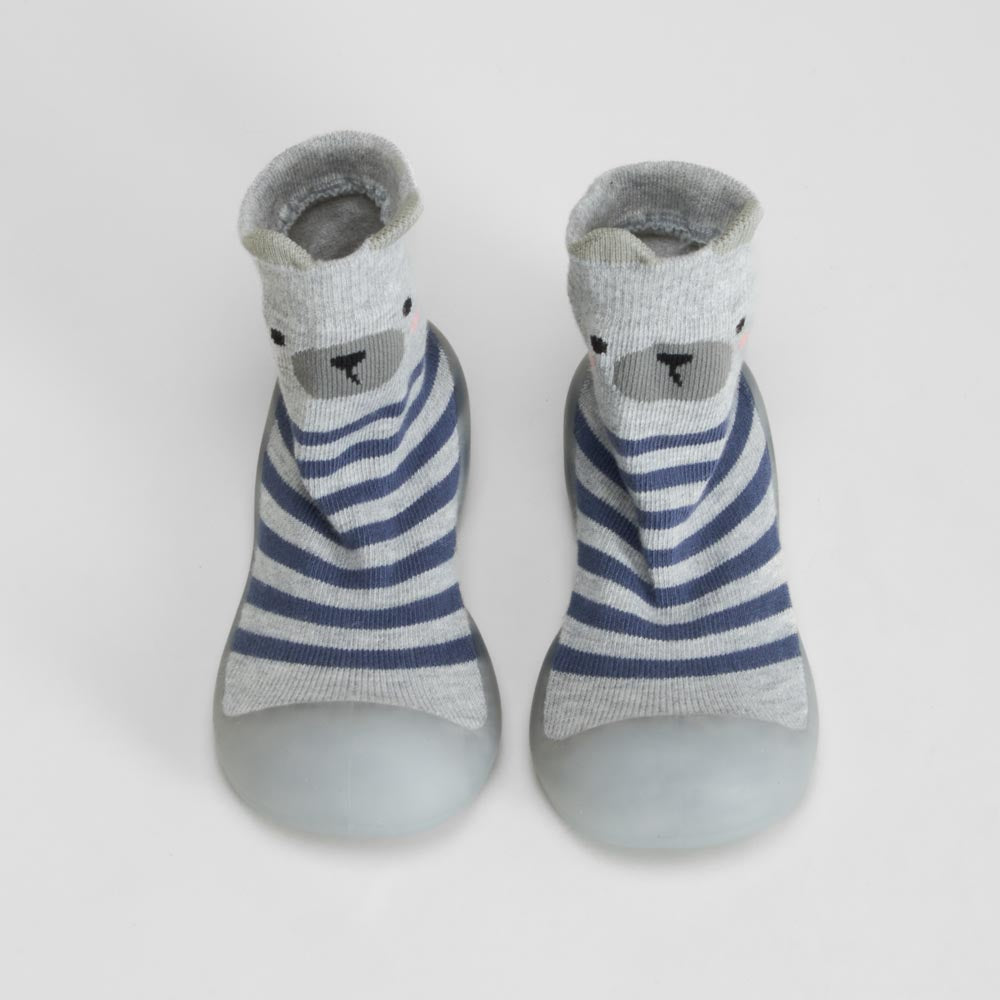 Zapatilla de casa antideslizante rayas gris OLYNE