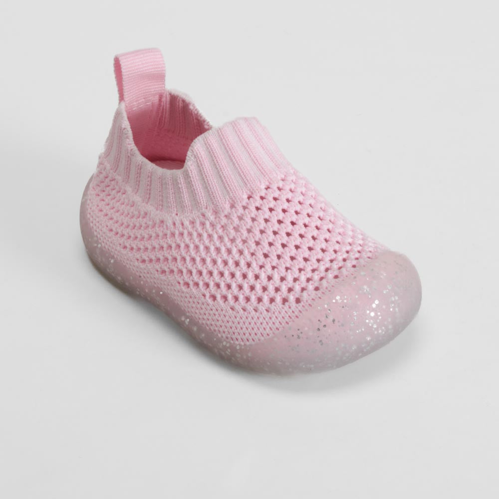 Zapatilla de casa cerrada bebé glitter rosa OLYNE
