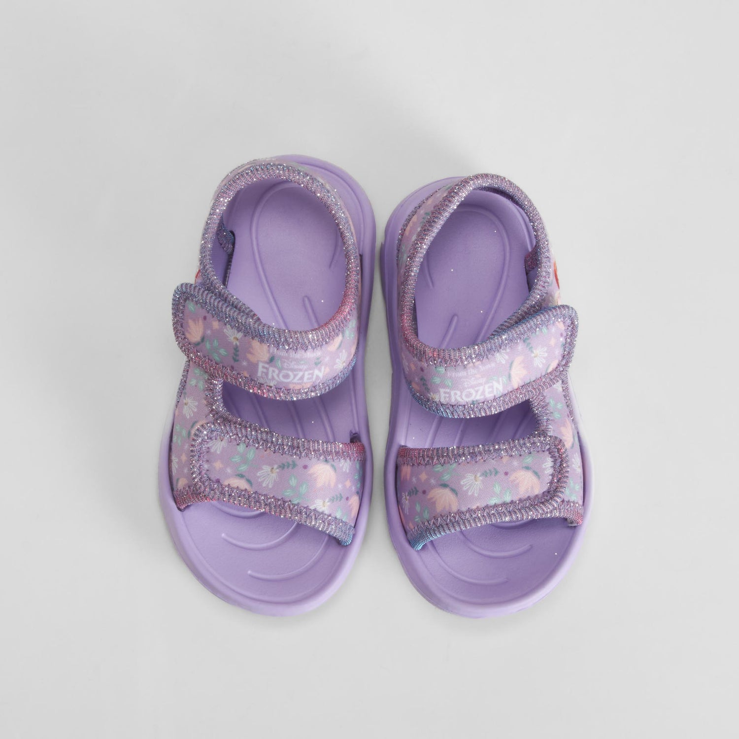 Chancla doble velcro floral morado FROZEN