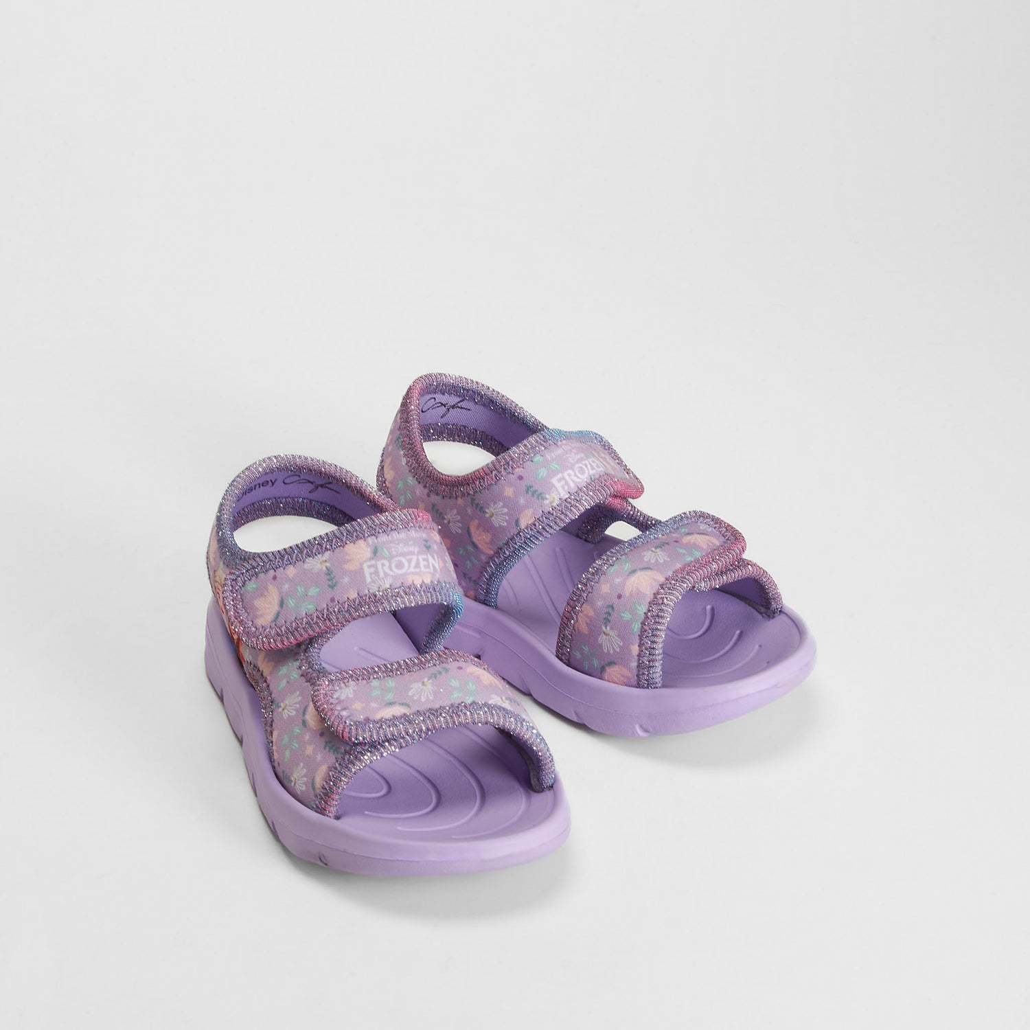 Chancla doble velcro floral morado FROZEN