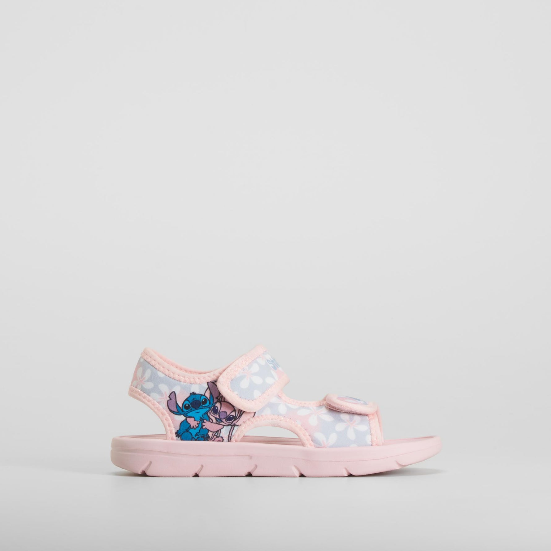 Chancla velcro estampada rosa STITCH