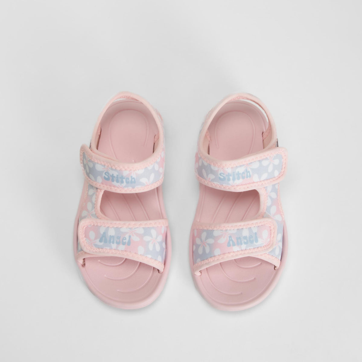 Chancla velcro estampada rosa STITCH
