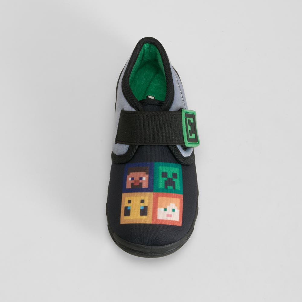 Zapatilla casa cerrada cuadrados verde MINECRAFT