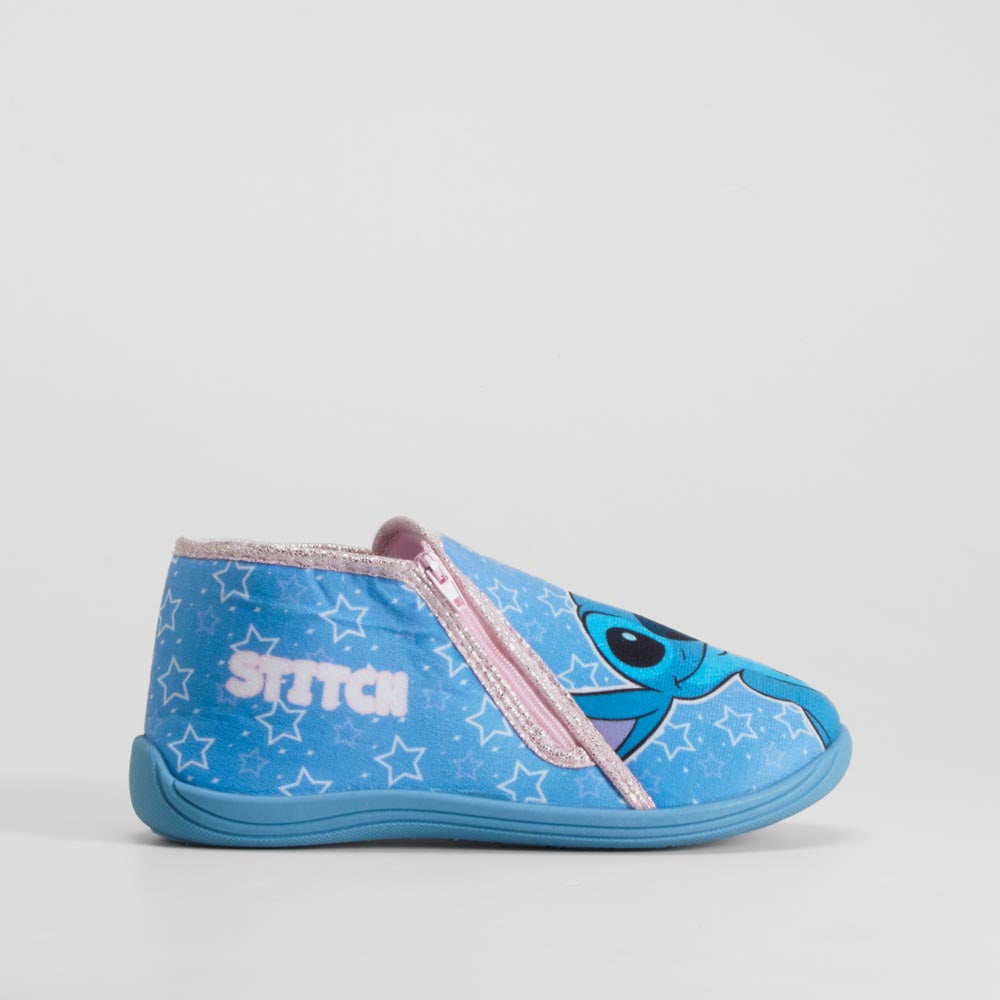 Zapatilla de casa azul dibujo estrellas STITCH