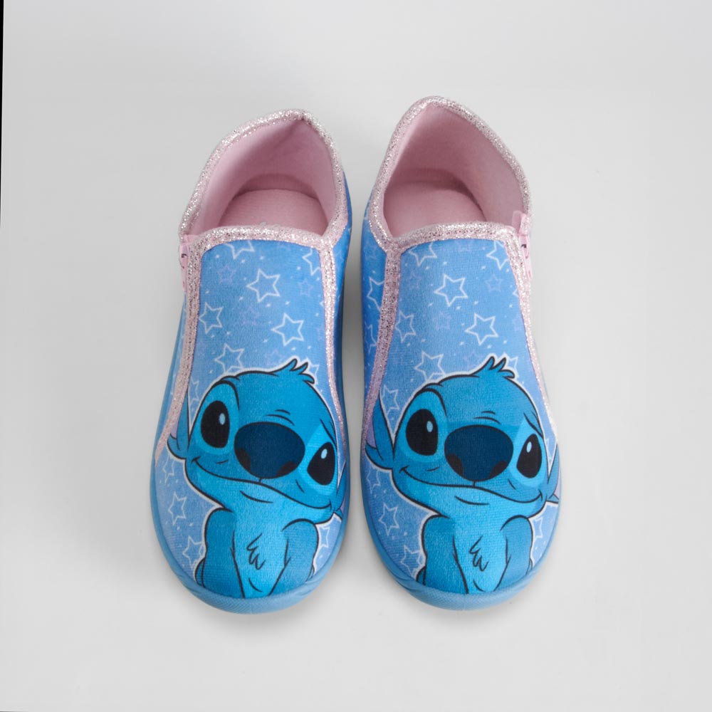 Zapatilla de casa azul dibujo estrellas STITCH