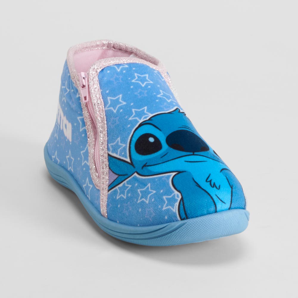 Zapatilla de casa azul dibujo estrellas STITCH