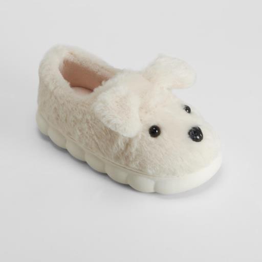 Zapatilla de casa blanca diseño perro OLYNE