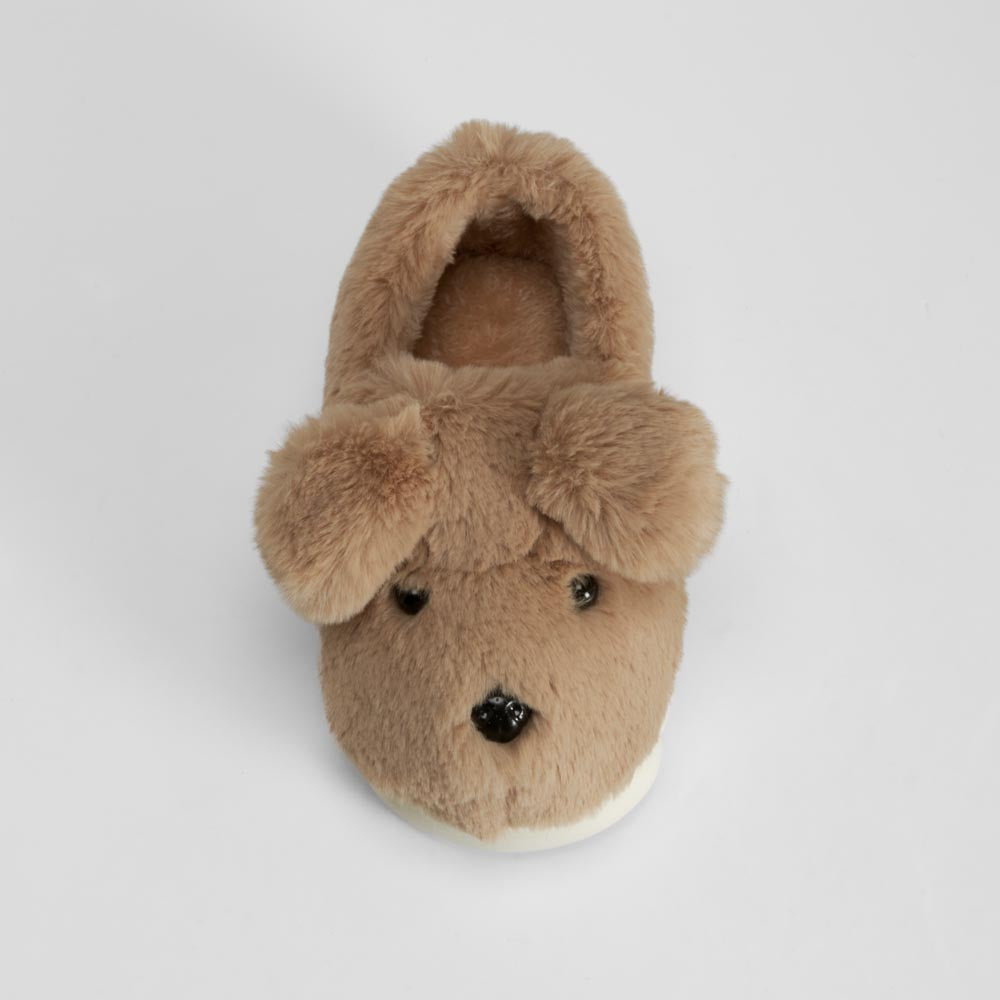 Zapatilla de casa marrón diseño perro OLYNE